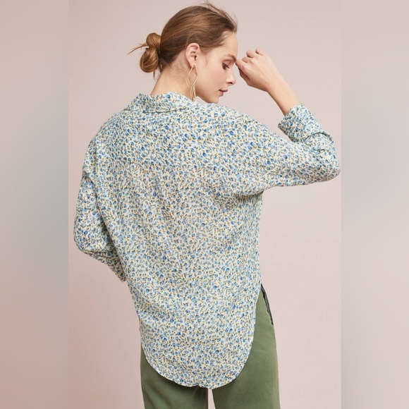 Anthropologie Faithfull The Brand Dahlia Button Down Shirt Blouse Small Floral - Picture 6 of 14